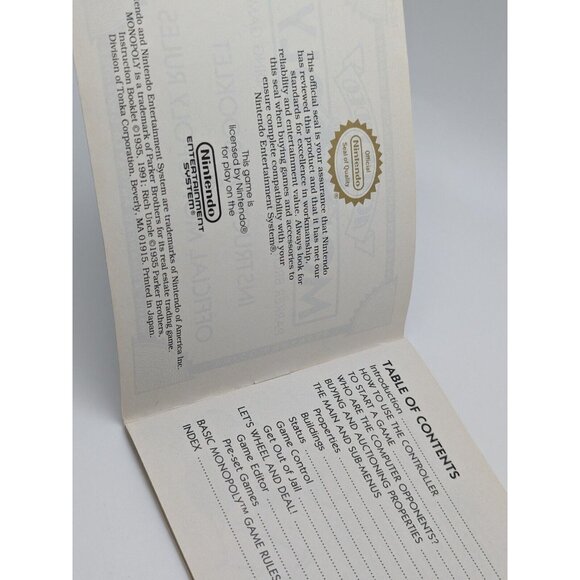 Monopoly (Nintendo Nes, 1991) Manual Booklet Only Parker Bros - Picture 4 of 6
